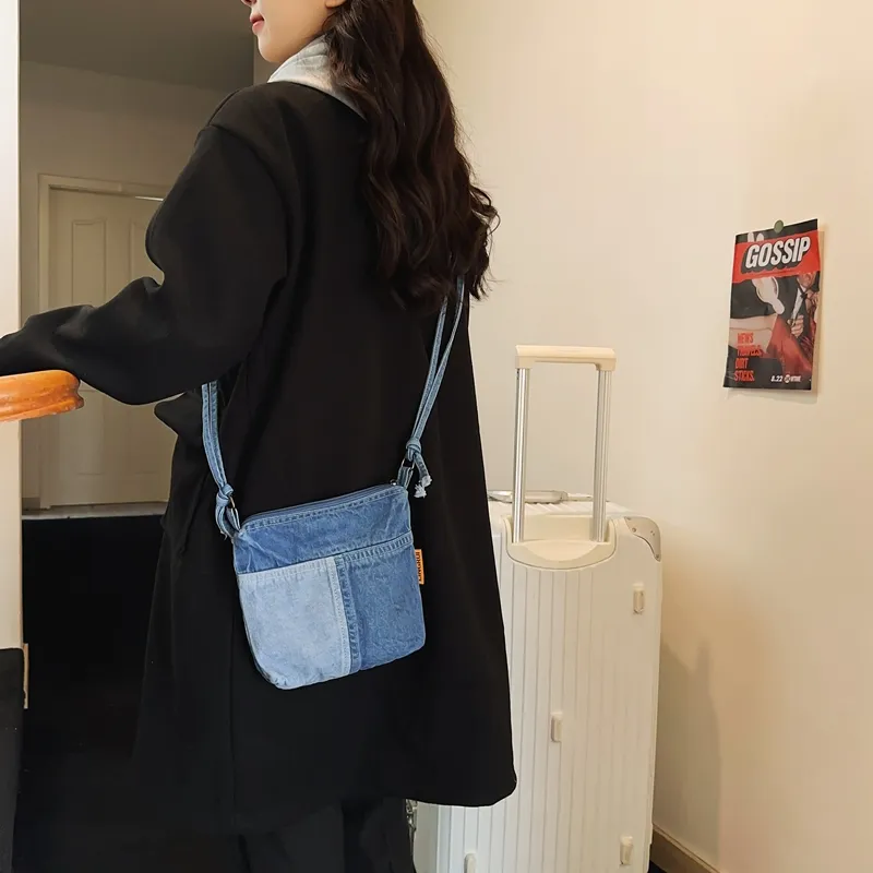 Deli Bear Denim Crossbody Bag, Shoulder Bag Unisex-6