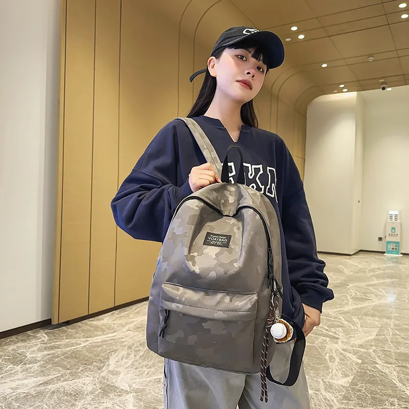 OUZIHUANG Polyester Backpack Regular Unisex Black/Blue/White/Gray-12