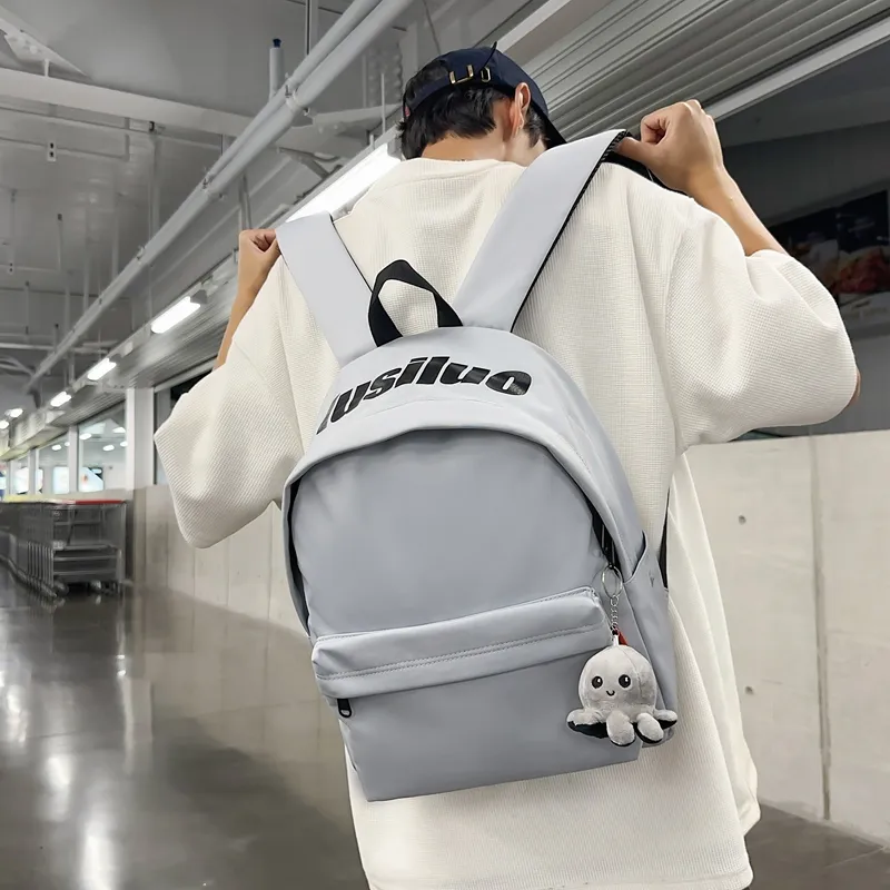 Deli Bear Nylon Backpack Unisex Black/White/Light Blue/Red/Yellow Brown-27