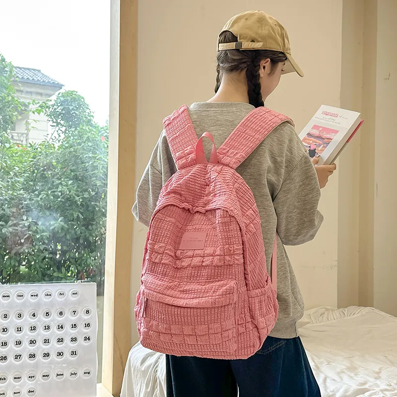 OUZIHUANG Nylon Backpack Women's White/Pink/Coffee/Blue-9