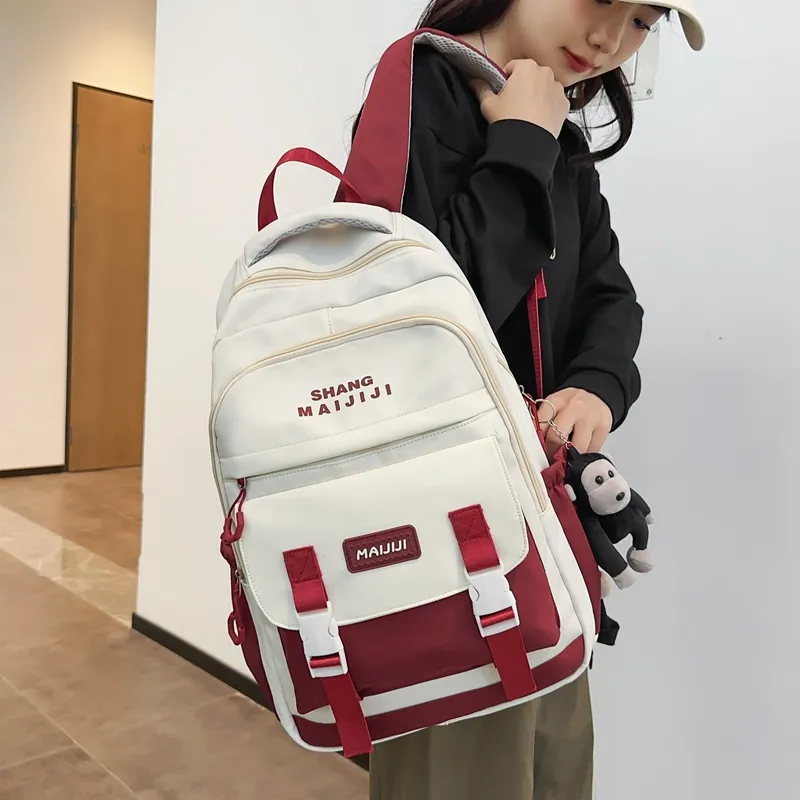 Tong Tong Rabbit Nylon Backpack Unisex Black/Blue/White/Red/Khaki-10