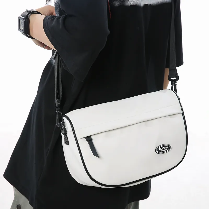 OUZIHUANG Nylon Fabric Crossbody Bag Unisex Black/White/Khaki/Green/Orange-8