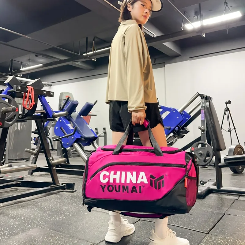 Deli Bear Nylon Gym Bag Large Size Unisex Black/Pink/Khaki/Rose Red/Yellow/Army Green-20