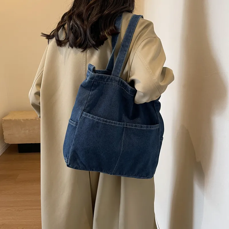 OUZIHUANG Denim Crossbody One Shoulder Handbag Women's Multicolor-6