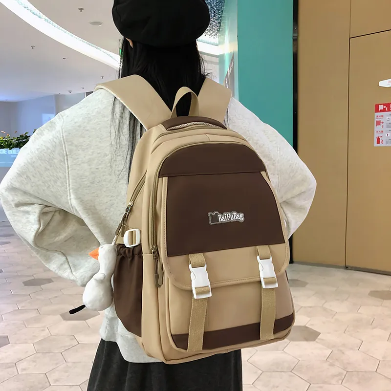 Deli Bear Nylon Backpack Regular Women's Black/Red/Khaki/Blue-10