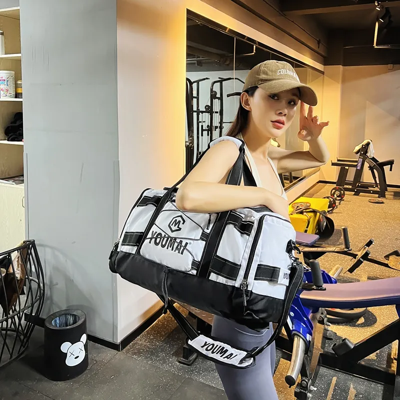 Deli Bear Nylon Fabric Gym Bag Unisex Black \ Pink \ Khaki \ Blue \ Yellow \ White \ Turquoise-26