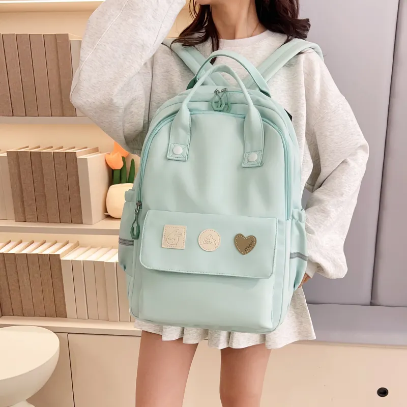 OUZIHUANG Nylon Backpack Women's Blue/Black/Pink/Purple/Green-3