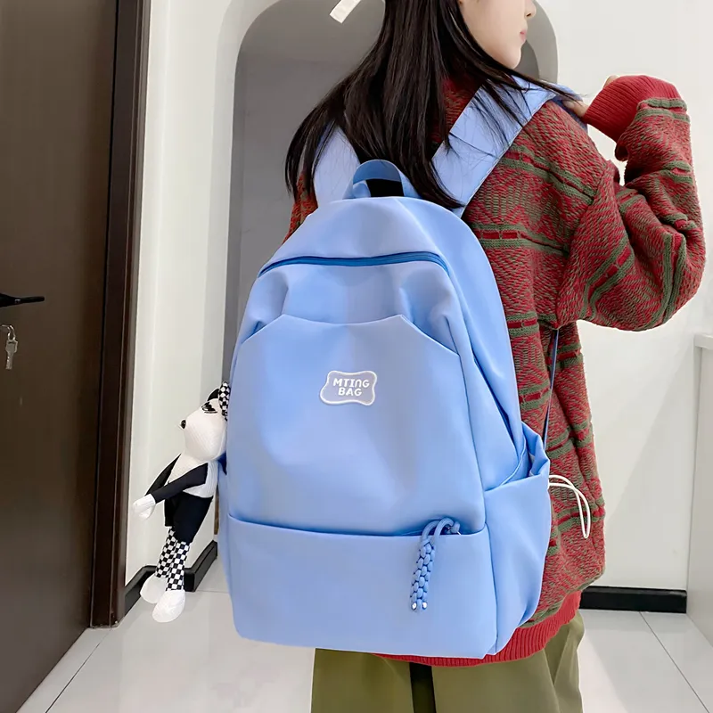 Deli Bear Nylon Backpack Regular Unisex White/Pink Blue/Black Yellow Green-18
