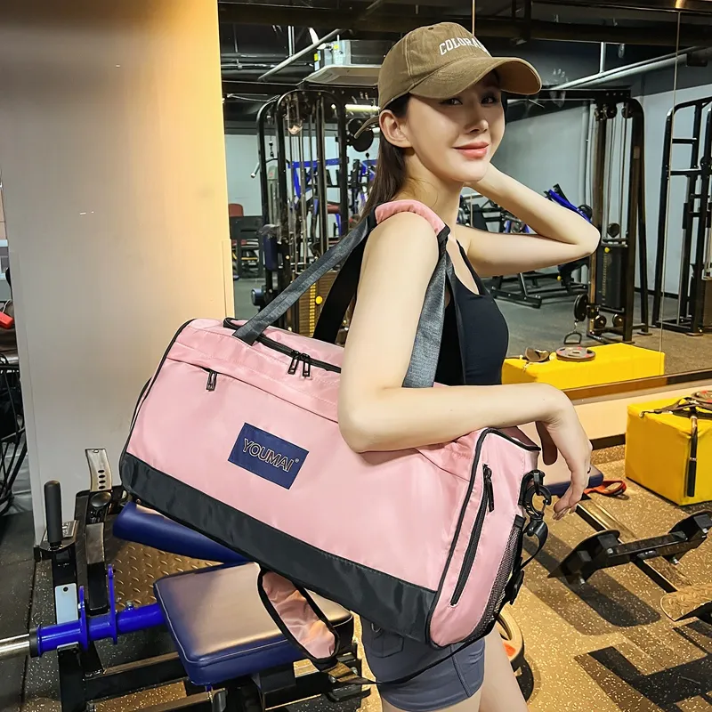 Deli Bear Nylon Gym Bag Unisex Black/Pink/Red/Khaki/Blue/Army Green/Gray-8