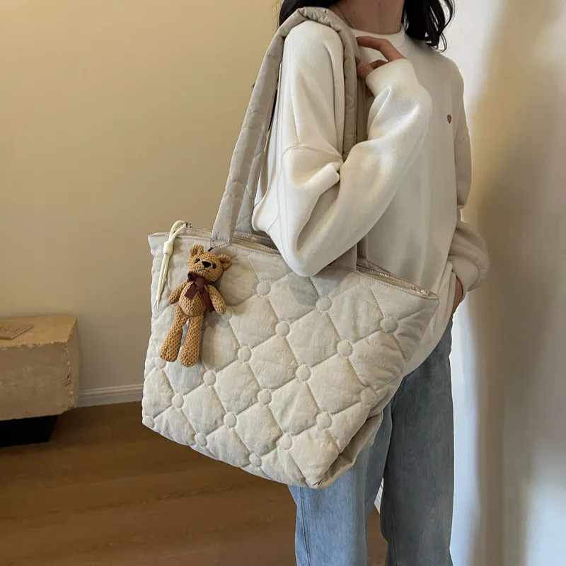 OUZIHUANG Canvas Tote Bag, Shopping Bag, Shoulder Bag Women's Coffee/Khaki/Ecru/Black-17