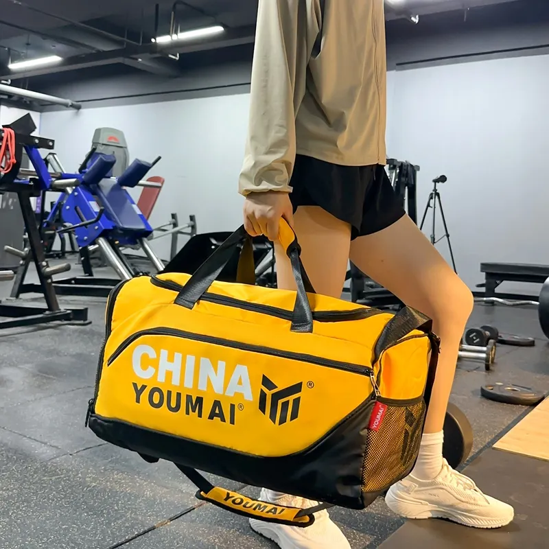 Deli Bear Nylon Gym Bag Large Size Unisex Black/Pink/Khaki/Rose Red/Yellow/Army Green-27