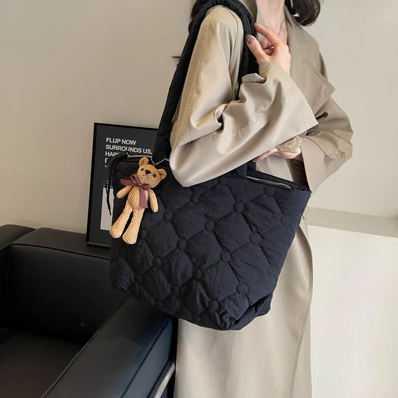 OUZIHUANG Canvas Tote Bag, Shopping Bag, Shoulder Bag Women's Coffee/Khaki/Ecru/Black-21