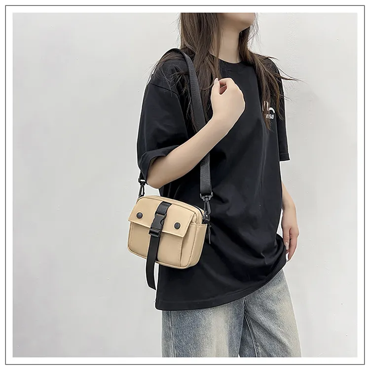 Tong Tong Rabbit Nylon Crossbody Bag Unisex Black/White/Khaki-13