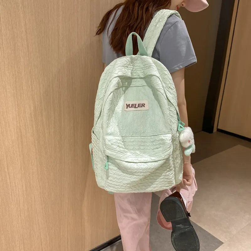 OUZIHUANG Nylon Backpack Large Size Unisex Black/White/Yellow/Green/Pink/Blue-15