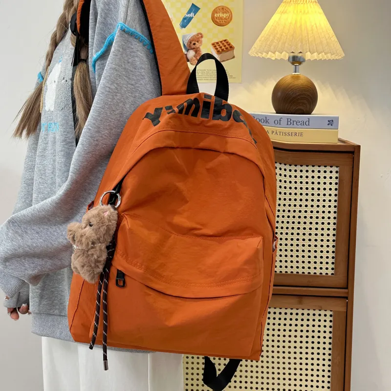 Deli Bear Nylon Backpack Regular Unisex White/Orange/Black/Purple/Green-6