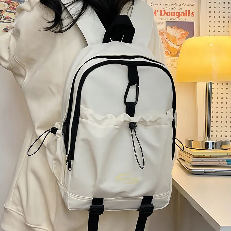 Deli Bear Polyester Laptop Backpack Regular Unisex White/Pink/Black-3