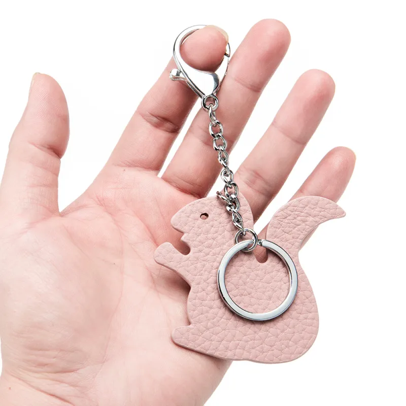Tong Tong Rabbit Top Grain Cow Leather Keychains Unisex-3