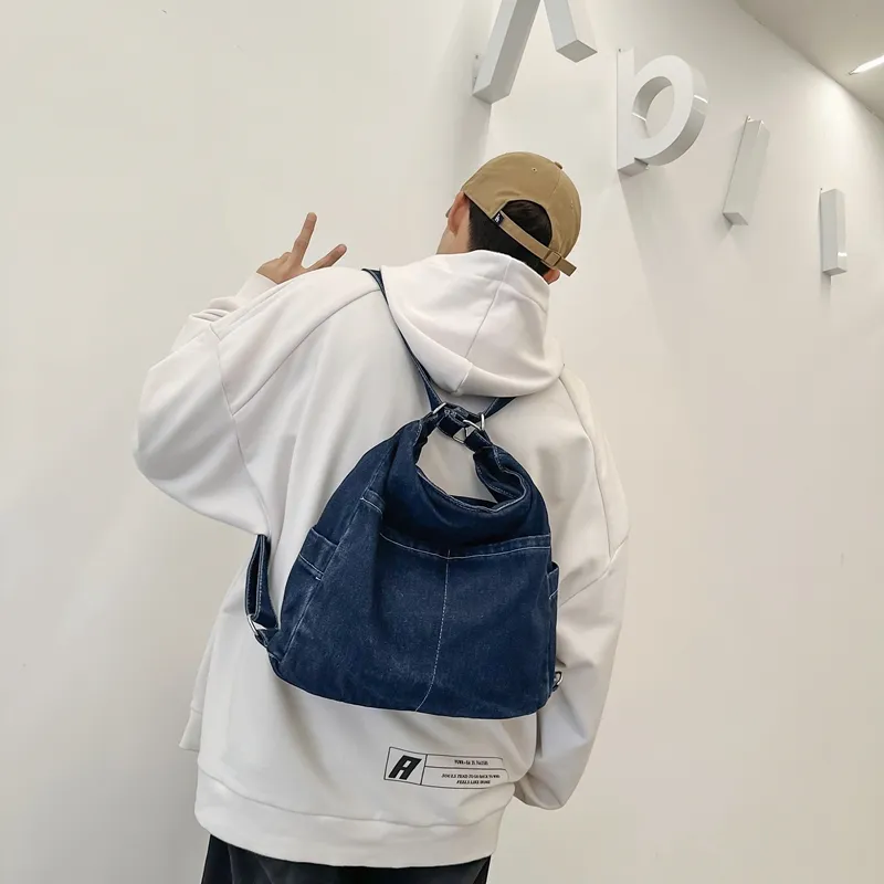 OUZIHUANG Denim Crossbody Bag, Shoulder Bag Regular Unisex Black/Light Blue/Dark Blue/Vintage Blue-22