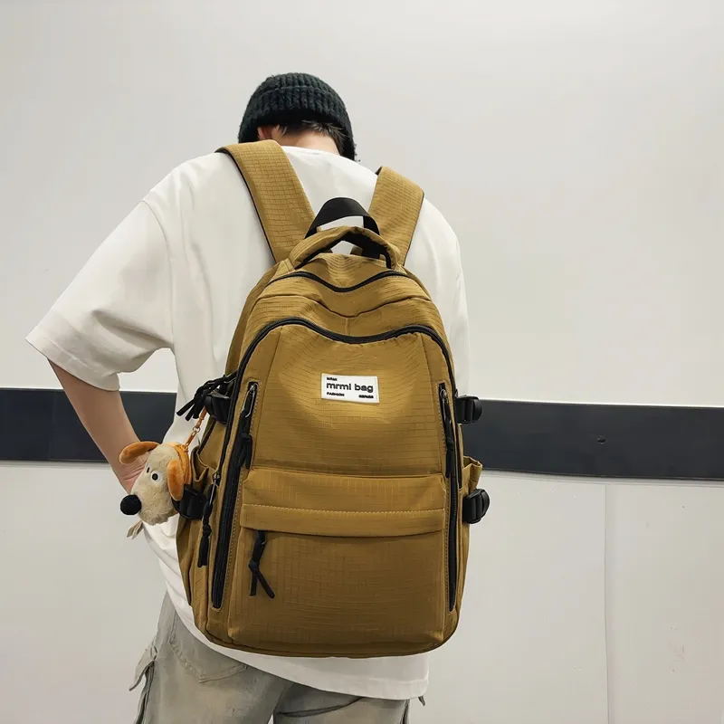 Deli Bear Nylon Backpack Regular Unisex Black/Green/Gray/Ginger Yellow/Red-19