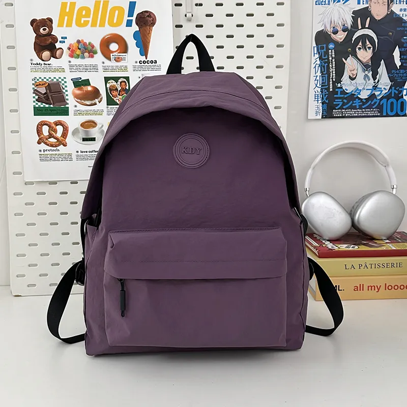 OUZIHUANG Nylon Backpack Unisex Yellow Brown/Gray/Purple/Black/Khaki/Green-7