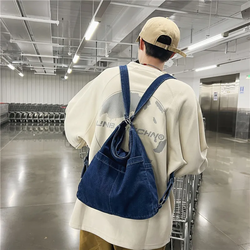 OUZIHUANG Denim Crossbody Bag, Shoulder Bag Regular Unisex Black/Light Blue/Dark Blue/Vintage Blue-24
