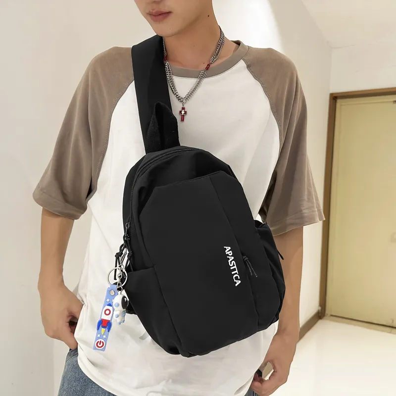 Deli Bear Nylon Backpack One Shoulder Crossbody Sling Bag Regular Unisex Green/White/Black-16