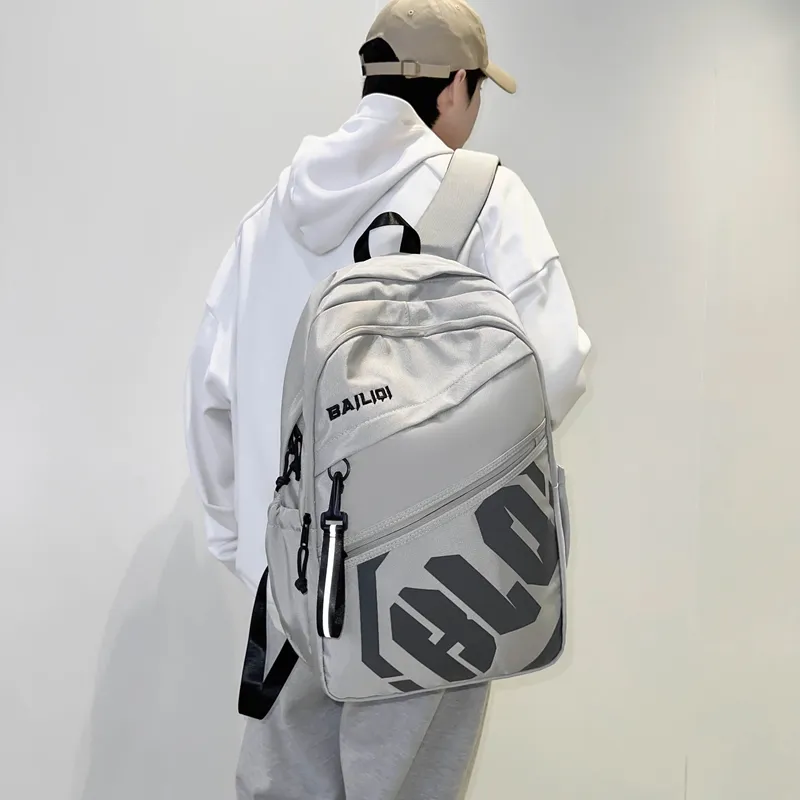 Deli Bear Nylon Backpack Regular Unisex Black/Dark Gray/Light Gray/Green/Khaki/Jasper-18