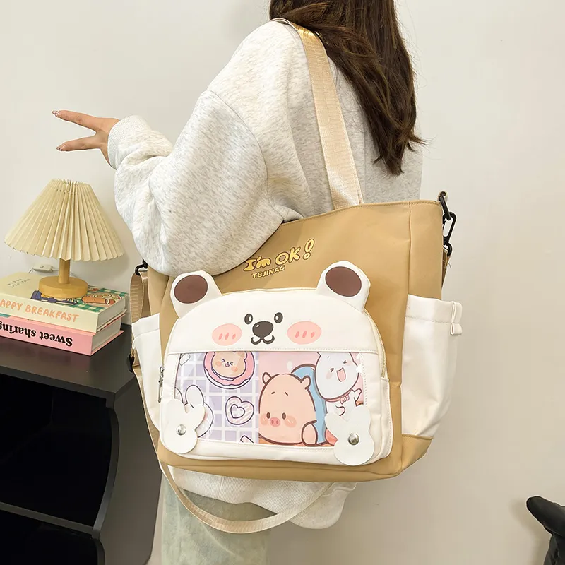 Deli Bear Oxford Shoulder Bag Women's Pink/Purple/Khaki/Saffron/Black-14