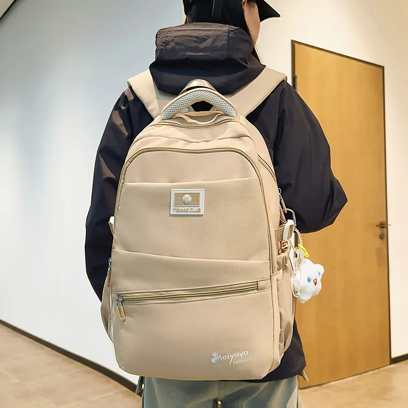 OUZIHUANG Nylon Backpack Regular Unisex Black/Gray/Orange/Purple/Khaki-14