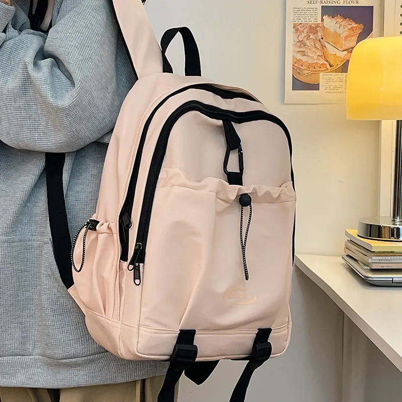 Deli Bear Polyester Laptop Backpack Regular Unisex White/Pink/Black-9