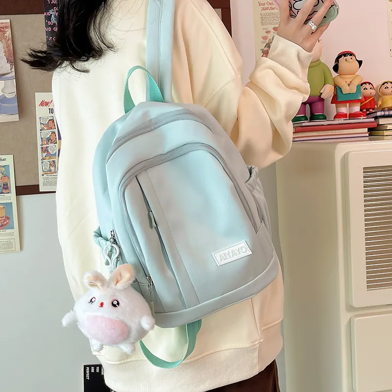 OUZIHUANG Nylon Backpack Large Size Unisex Pink/Blue/White/Black/Yellow/Green-25