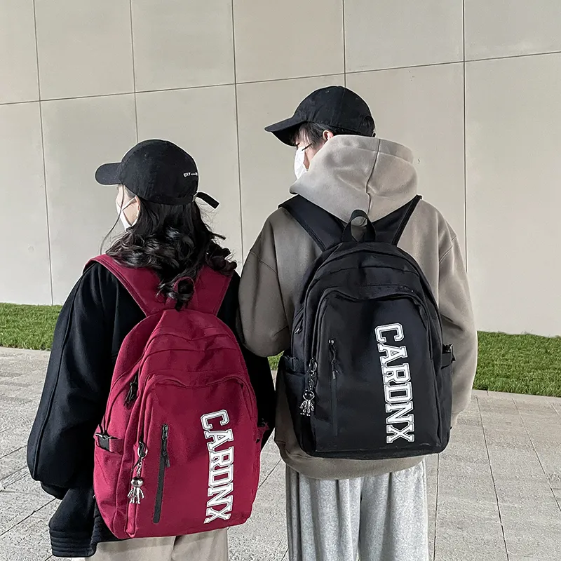 Deli Bear Nylon Backpack Large Size Unisex Black/White/Blue/Red-4