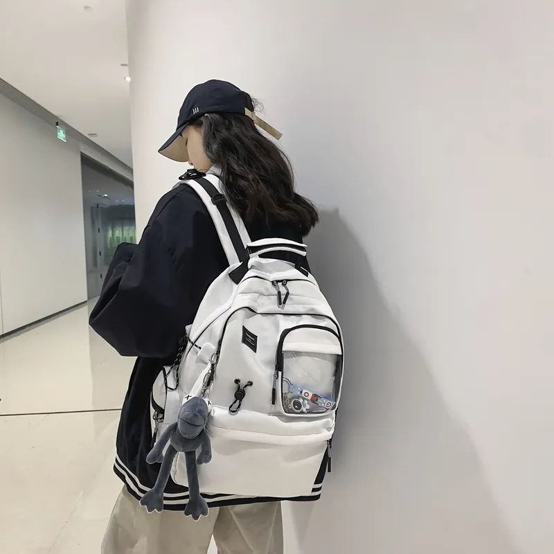 Deli Bear Nylon Backpack Regular Unisex White/Black-3