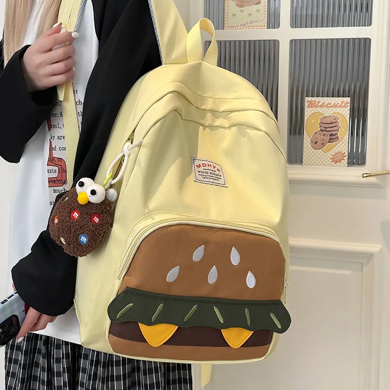 Deli Bear Nylon Backpack Unisex Yellow/White/Brown/Khaki-4