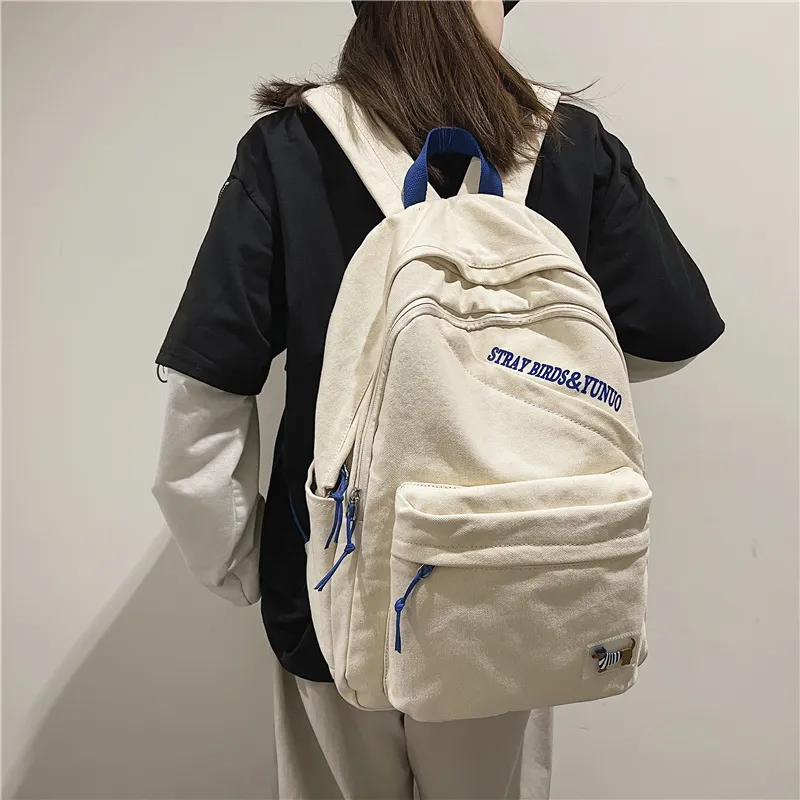 Deli Bear Canvas Backpack Regular Unisex White-4