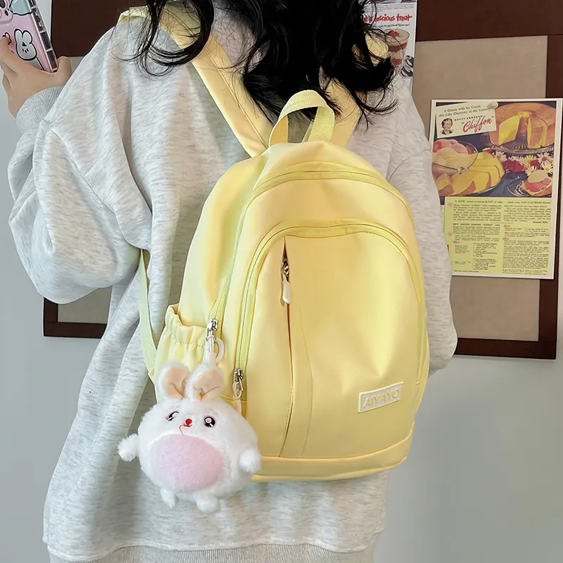OUZIHUANG Nylon Backpack Large Size Unisex Pink/Blue/White/Black/Yellow/Green-21