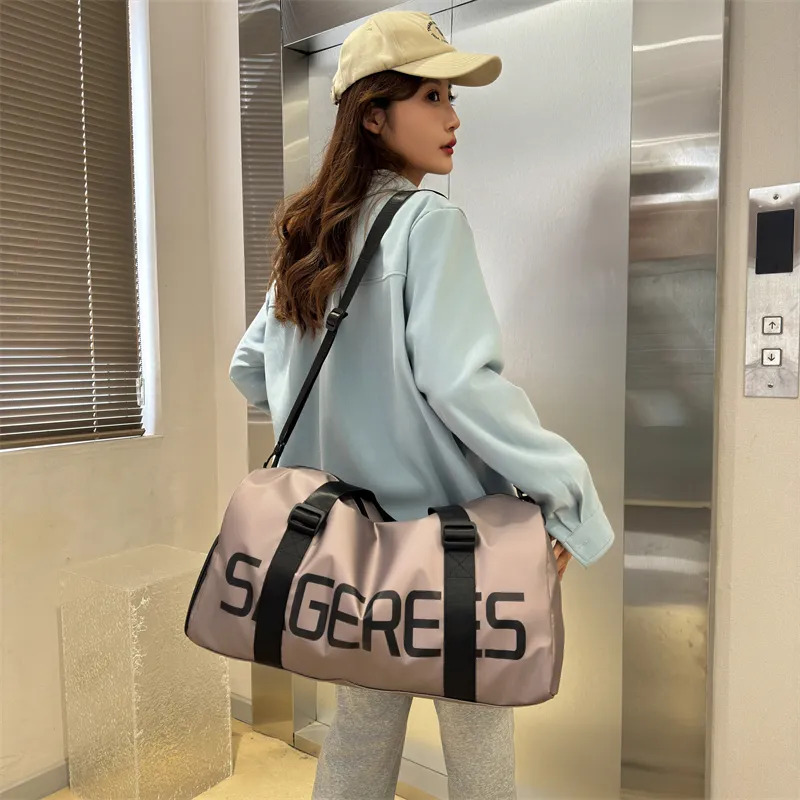 OUZIHUANG Nylon Travel Bag Unisex Pink/Silver/Green/Black-4