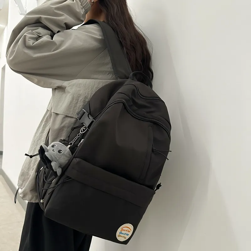 Deli Bear Nylon Backpack Regular Unisex Black/White/Yellow/Pink-3