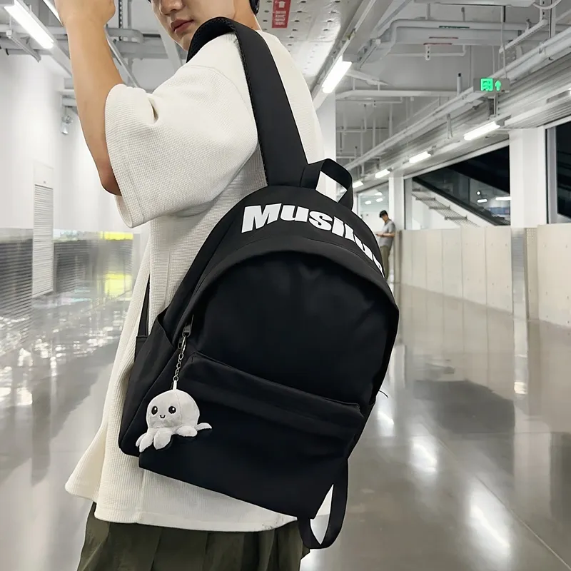 Deli Bear Nylon Backpack Unisex Black/White/Light Blue/Red/Yellow Brown-18
