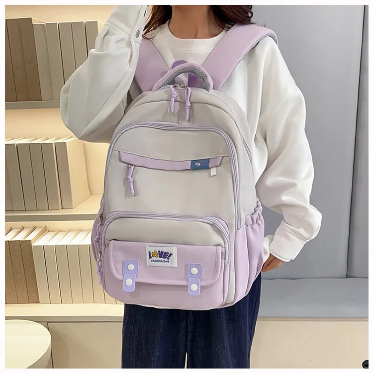 OUZIHUANG Oxford Backpack Women's Purple/Black/Red/Green/Khaki-2