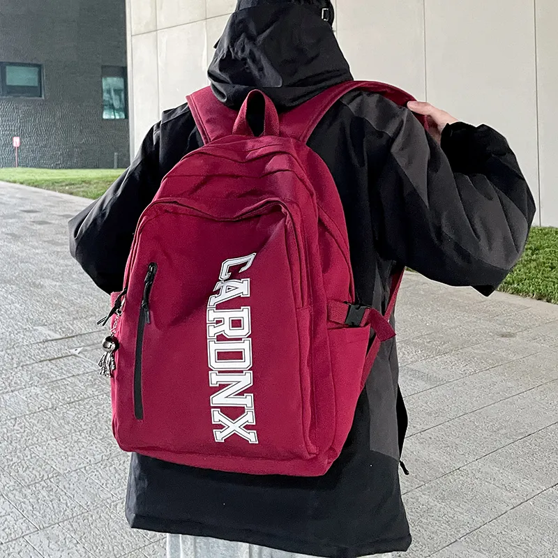Deli Bear Nylon Backpack Large Size Unisex Black/White/Blue/Red-3