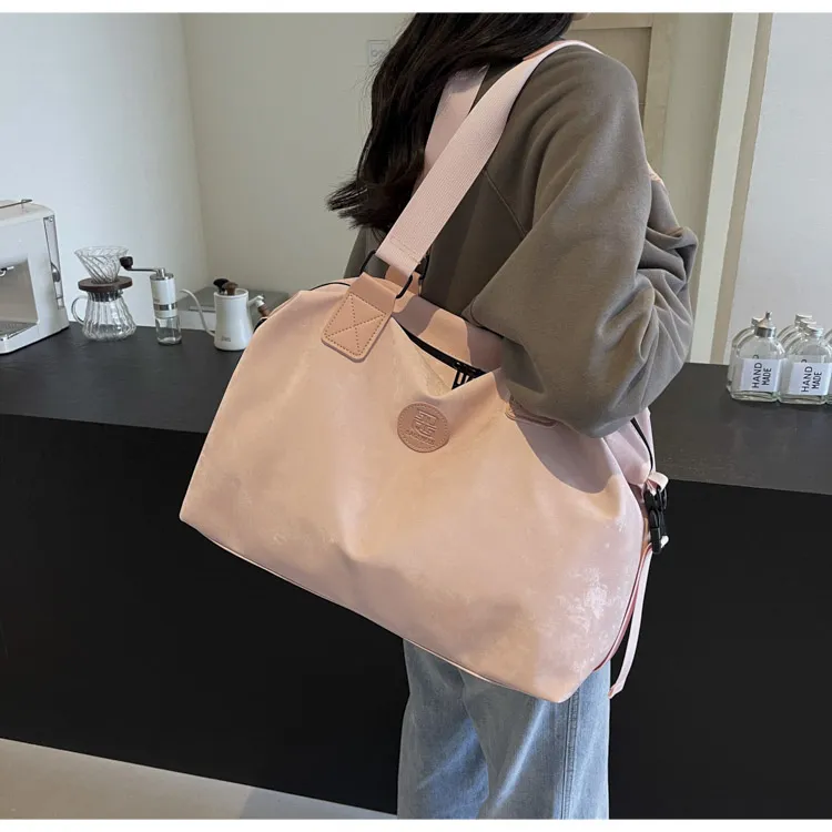 OUZIHUANG Pu Travel Bag Women's Khaki/Blue/Silver/Pink-16