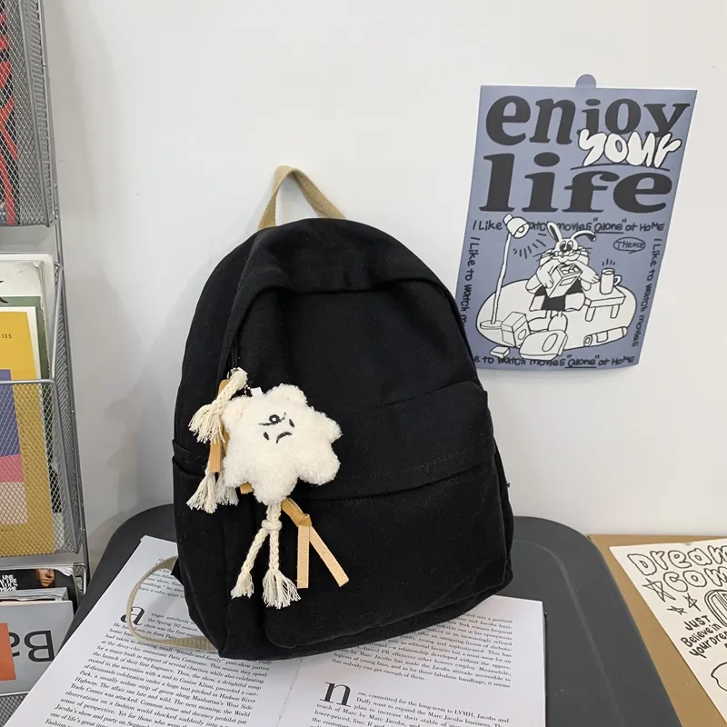 Deli Bear Canvas Backpack Regular Unisex Black/White/Yellow/Blue/Green-8