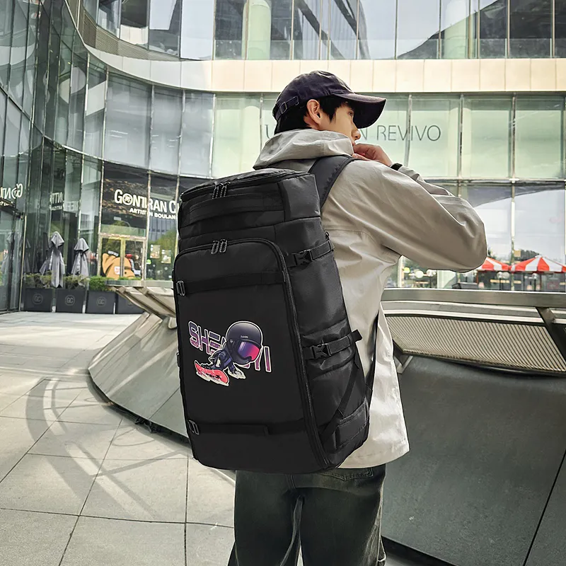 Deli Bear Oxford Backpack Regular Unisex Black Gray Blue/Orange-2
