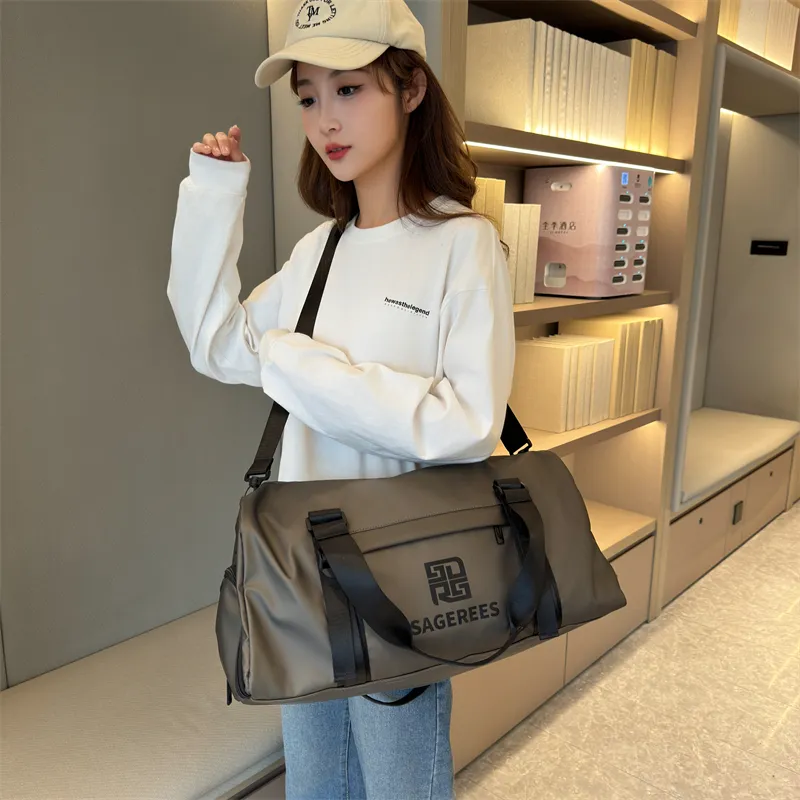 OUZIHUANG Nylon Travel Bag Unisex Pink/Silver/Jasper/Black-9