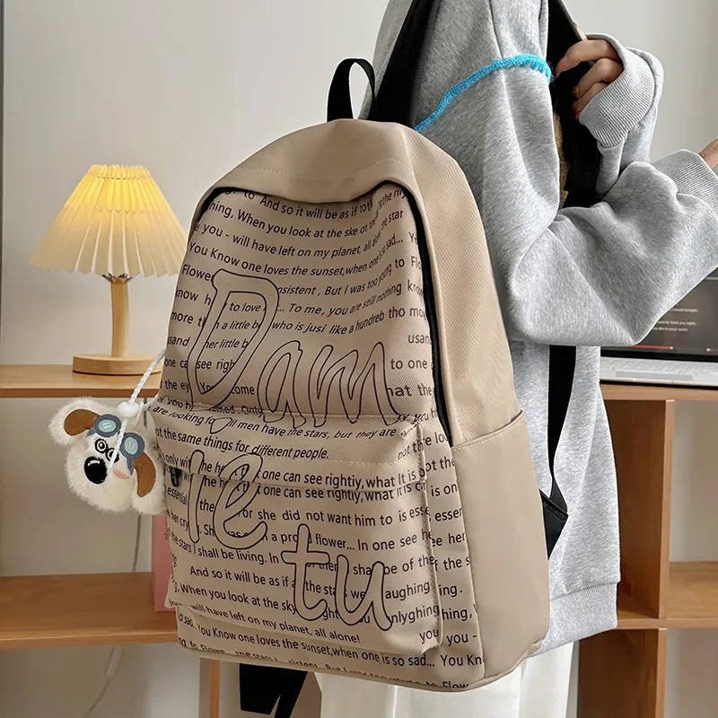 Deli Bear Nylon Backpack Regular Women's White/Blue/Khaki/Yellow/Green-9