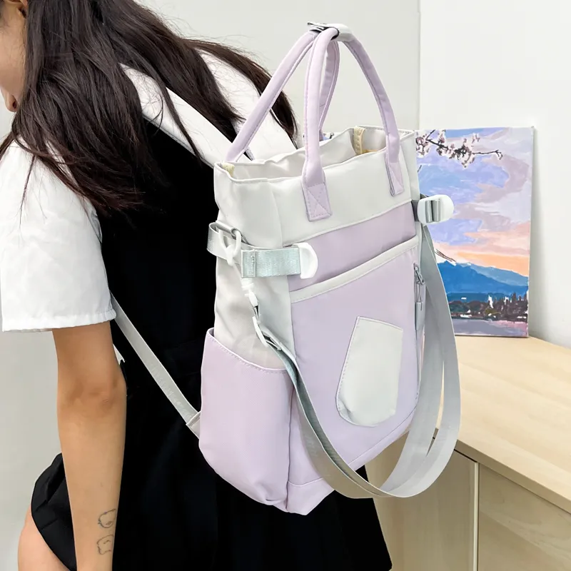 Deli Bear Canvas Backpack Unisex Green/Blue/Orange/Khaki/Black/Purple-22