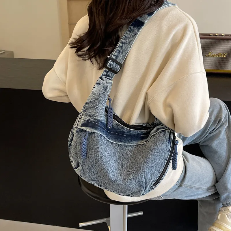 OUZIHUANG Denim Shoulder Bag, Crossbody Bag Women's Multicolor-33