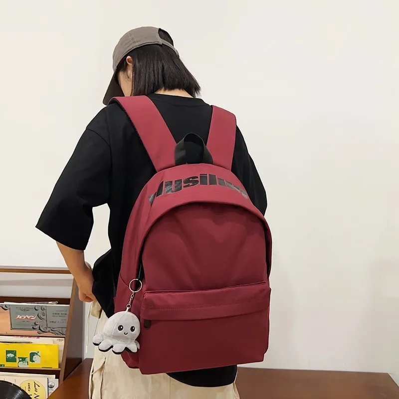 Deli Bear Nylon Backpack Unisex Black/White/Light Blue/Red/Yellow Brown-4