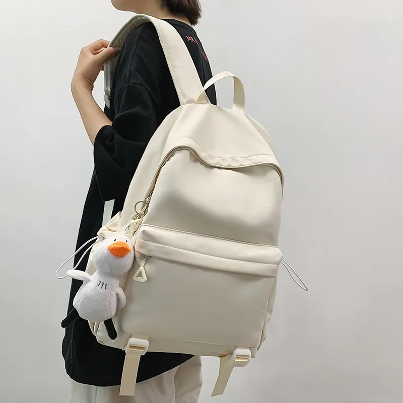 OUZIHUANG Nylon Backpack Unisex Black/White/Yellow/Gray-7